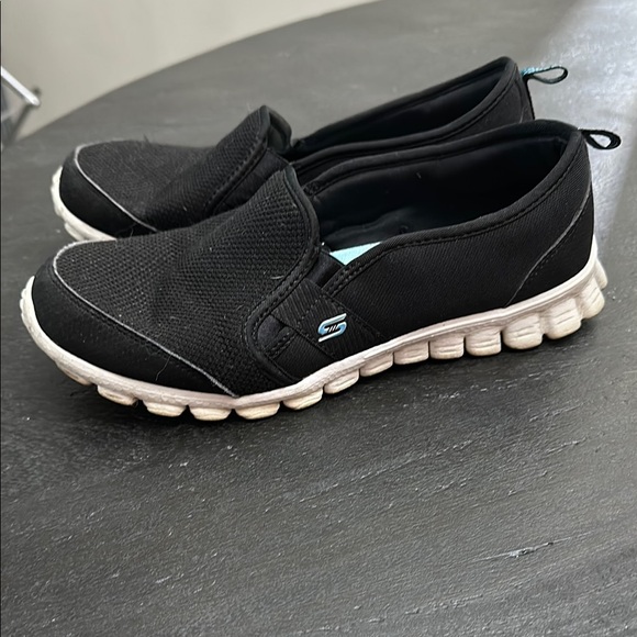 Skechers Black and White Mesh Slip-Ons - Picture 3 of 6